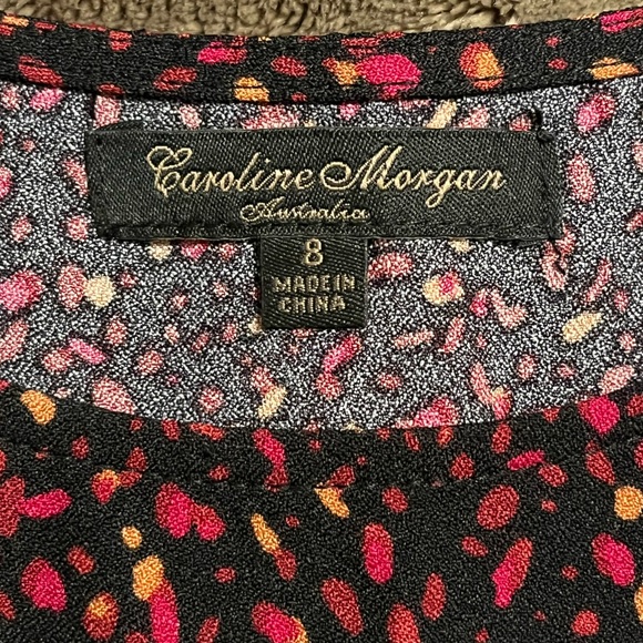 WOMEN'S CAROLINE MORGAN TIE FRONT ABSTRACT POLKA DOT PRINT BLOUSE - SIZE 8 - Picture 3 of 3